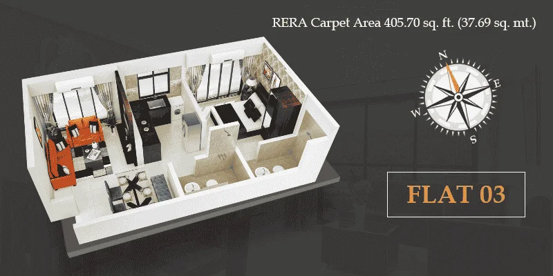 VKLAL HARI 3D Floor Plan Flat 03