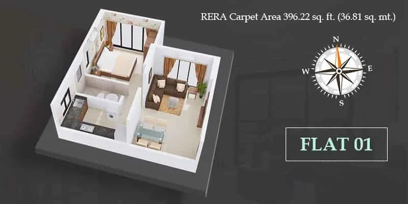 VKLAL HARI 3D Floor Plan Flat 01